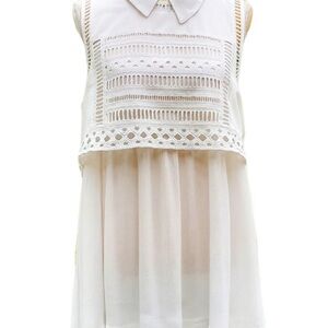 Free People Ivory Crochet Lace Overlay Dress